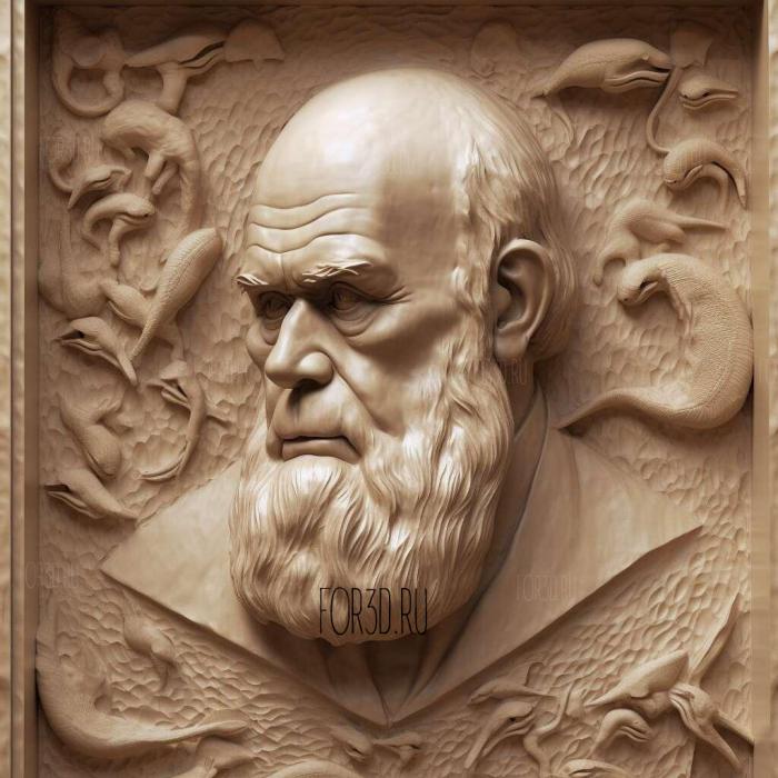 Charles Darwin 2 stl model for CNC